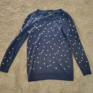 J. Crew Navy Sweater with Yellow Star Pattern Size Snall